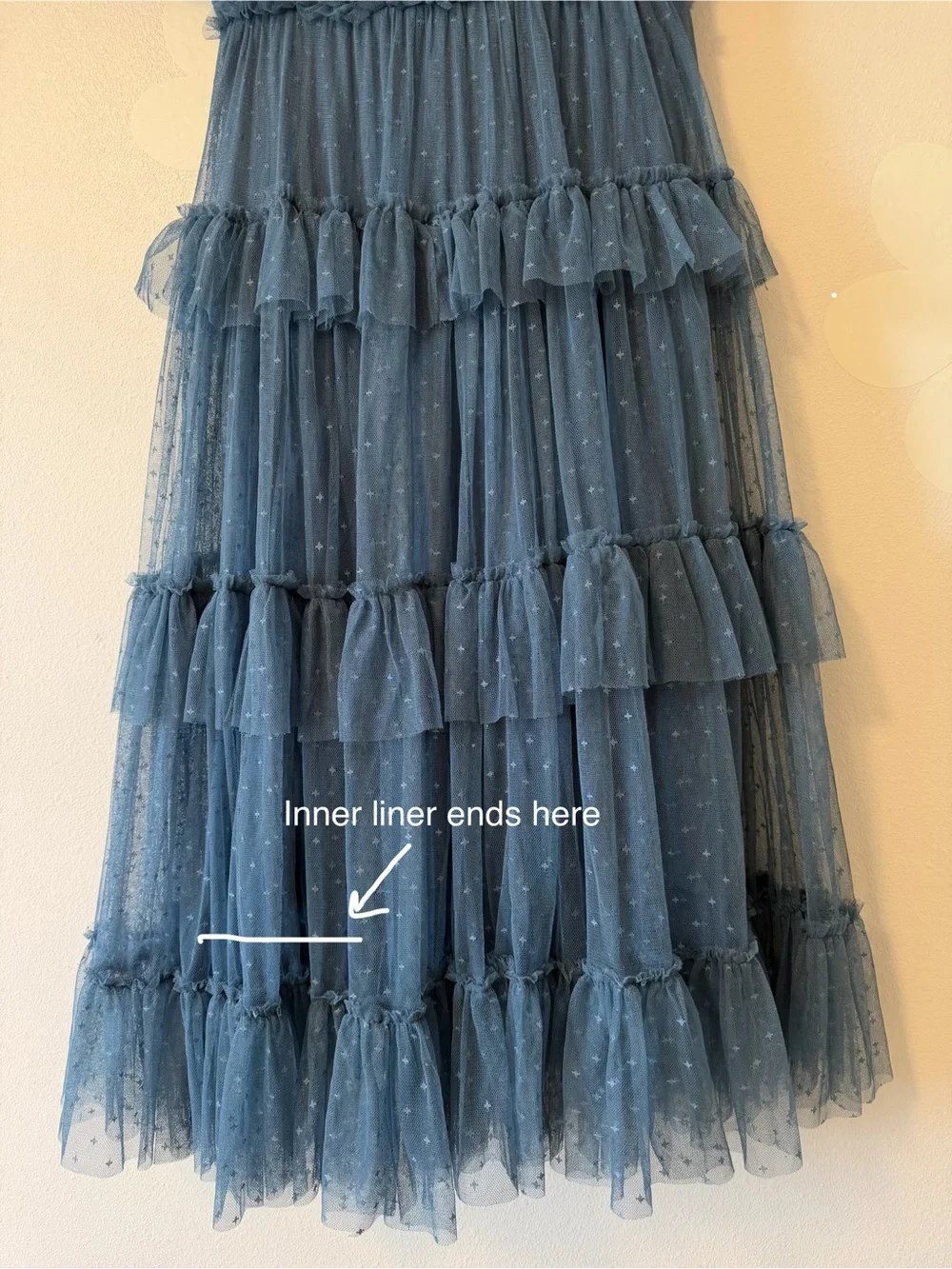Ivy City Co Slate Blue Whimsical Ruffled Tulle Midi Formal Dress - Picture 9 of 14